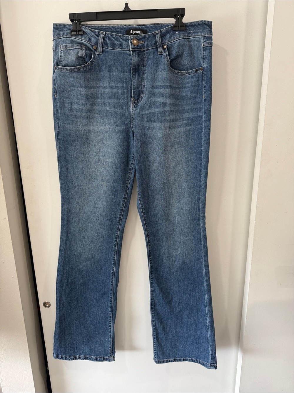 d. jeans Mid Wash Blue Flare Crop Jeans
